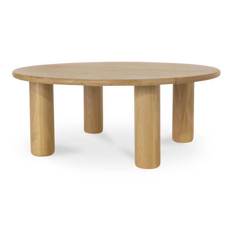 Round Natural Oak Kiln-Dried Wood Coffee Table