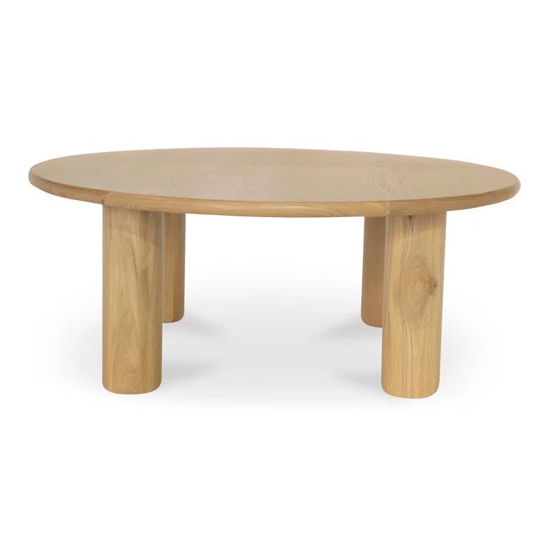 Round Natural Oak Kiln-Dried Wood Coffee Table