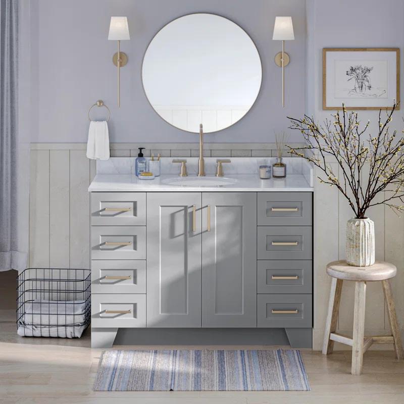 Taylor 48'' Gray Freestanding Bathroom Vanity with Brass Hardware