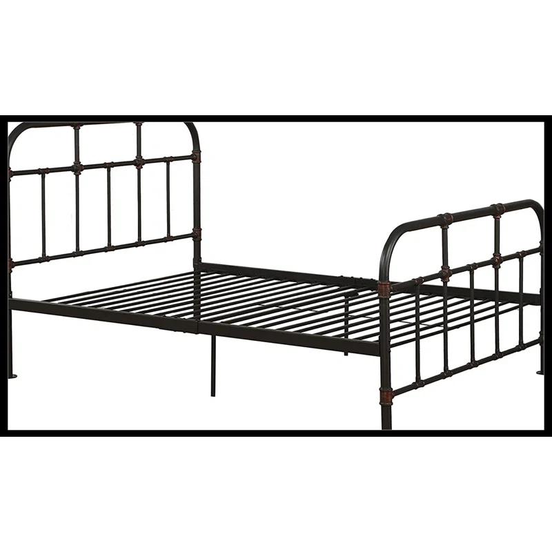 Sandy Gray Industrial Metal Full Bed with Slats