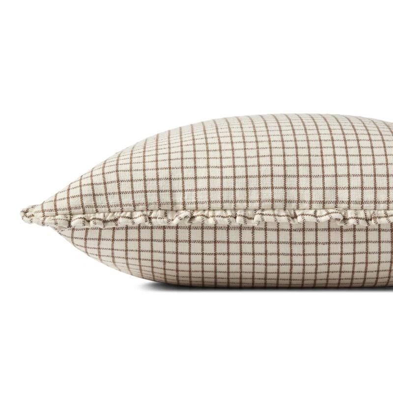 Ivory and Earth Rectangular Cotton Blend Throw Pillow