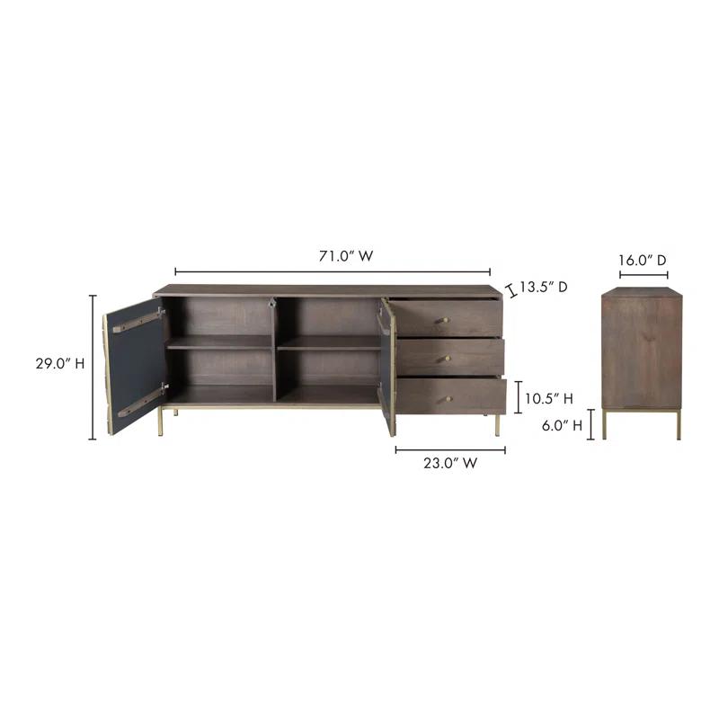 Moe's Home Collection Corolla Wood Sideboard with Iron Base in Gray