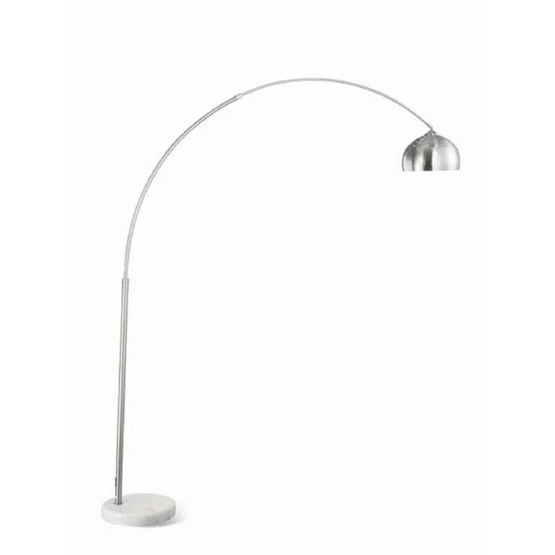 Contemporary Chrome Arc Adjustable Floor Lamp with Marble Base