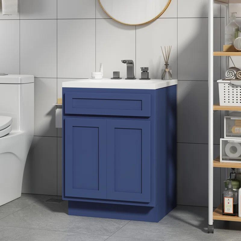 Elegant Blue Shaker-Style 24'' Bathroom Vanity Base Cabinet