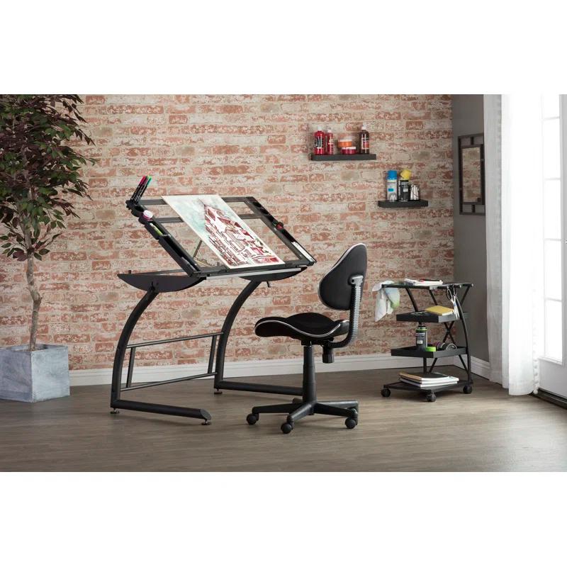 Mode Black Armless Swivel Task Chair with Adjustable Height
