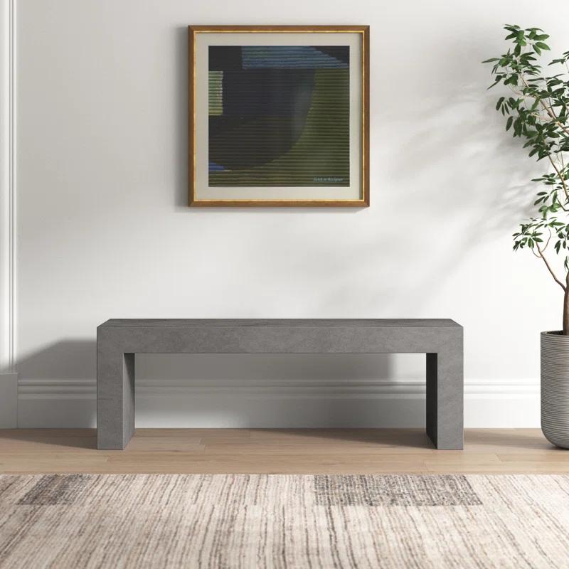 Brinlie Modern 55'' Grey Fiber-Reinforced Cement Outdoor Bench