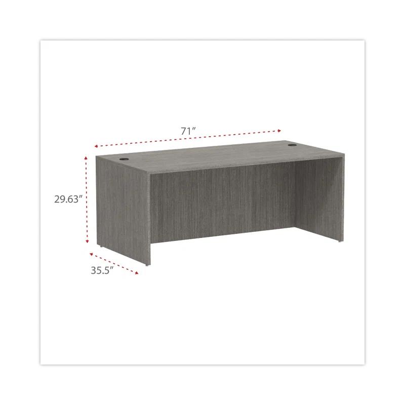 Valencia 71'' Gray Commercial Laminate Desk Shell with Filing Cabinet