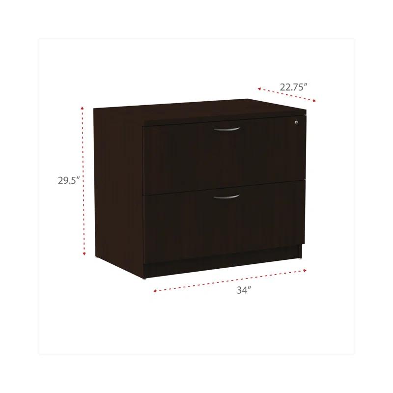 Espresso 34'' Wide 2-Drawer Lockable Lateral File Cabinet