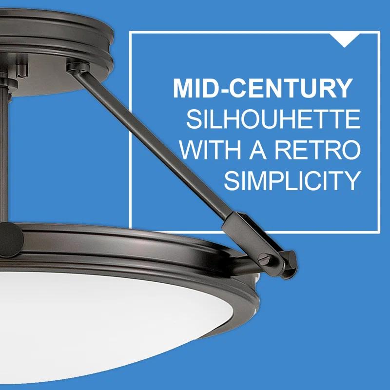 Collier Mid-Century Matte Black 3-Light LED Semi-Flush Mount