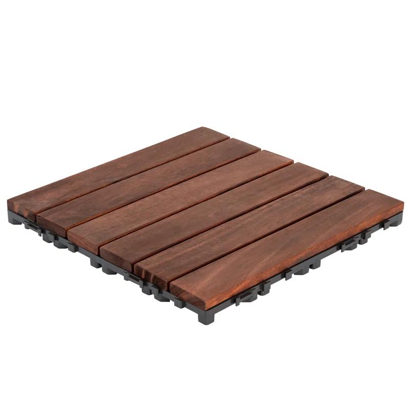 12'' L x 12'' W Wood Interlocking Deck Tile in Brown