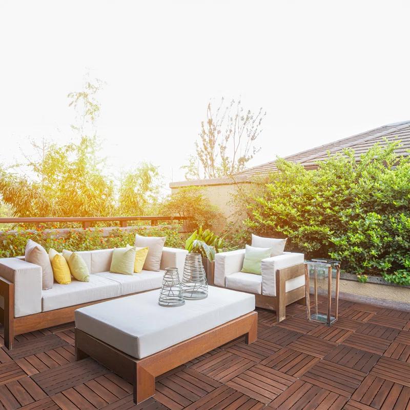 12'' L x 12'' W Wood Interlocking Deck Tile in Brown