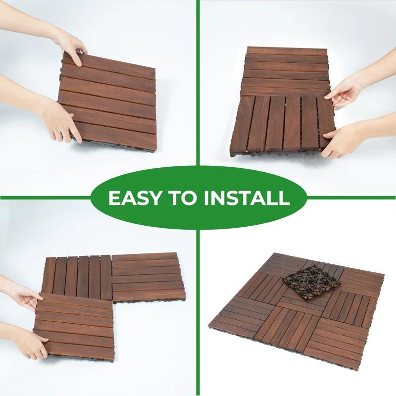 12'' L x 12'' W Wood Interlocking Deck Tile in Brown