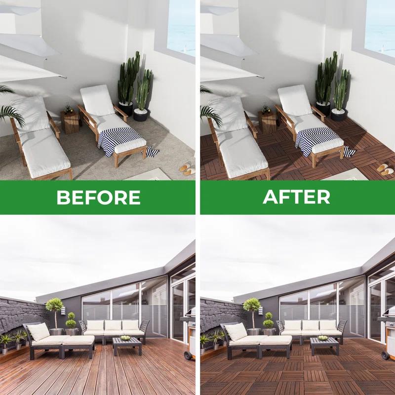 12'' L x 12'' W Wood Interlocking Deck Tile in Brown