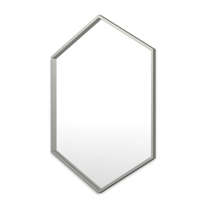 Modern Hexagon Full-Length Wall Mirror in Warm Silver