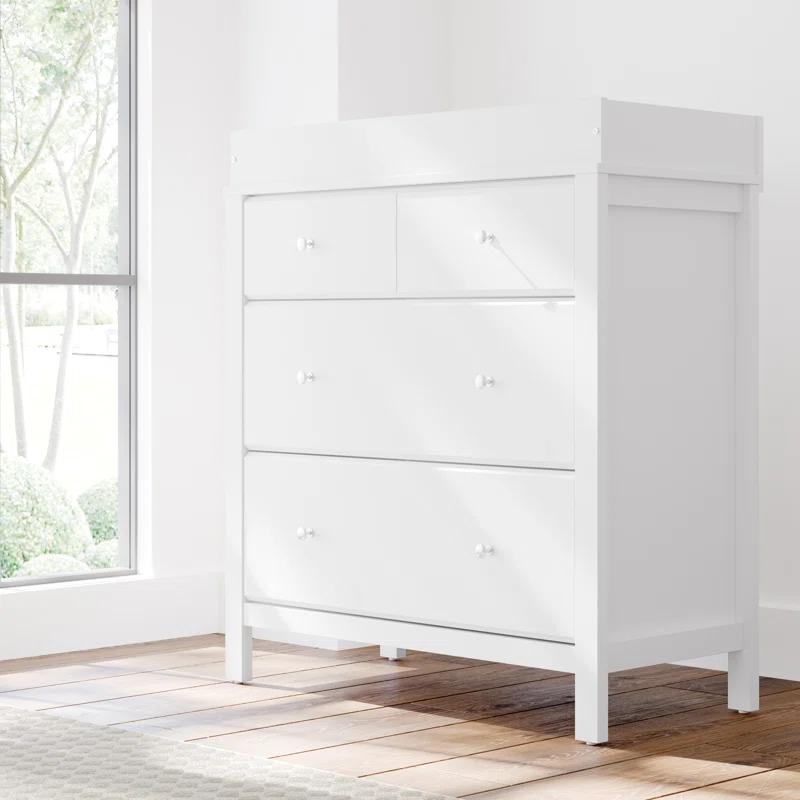 White 3-Drawer Dresser with Changing Topper