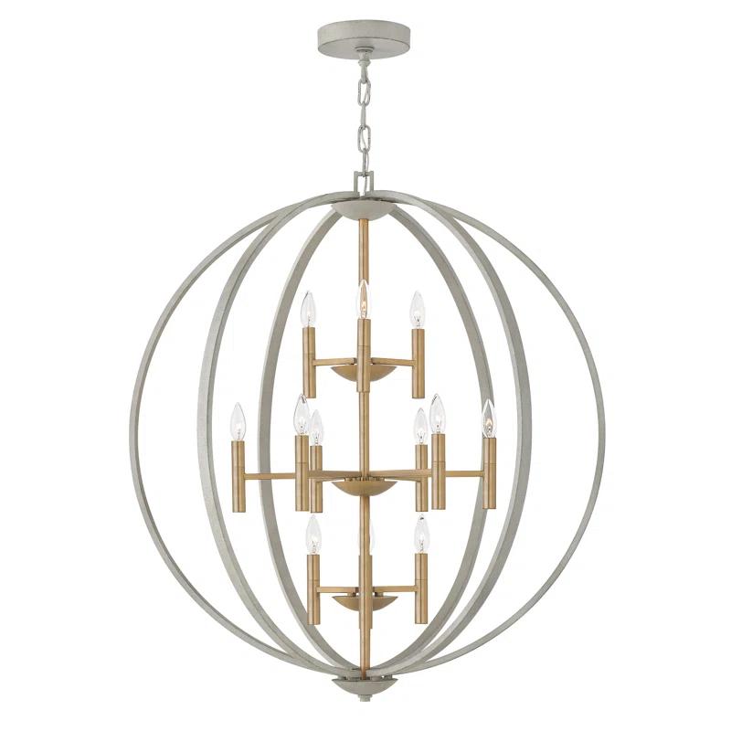 Euclid Transitional-Modern 12-Light Globe Pendant in Cement Gray