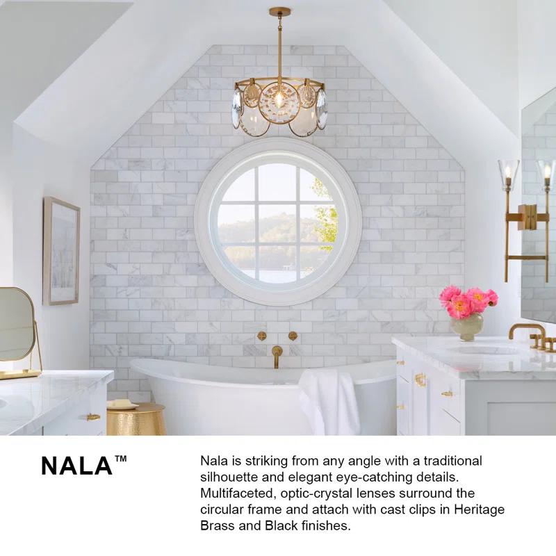 Nala Heritage Brass Optic Crystal 8-Light Linear Chandelier