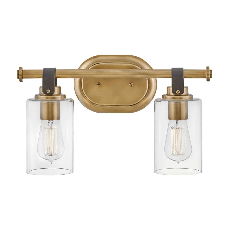 Halstead Heritage Brass 2-Light Vanity with Clear Glass Shades
