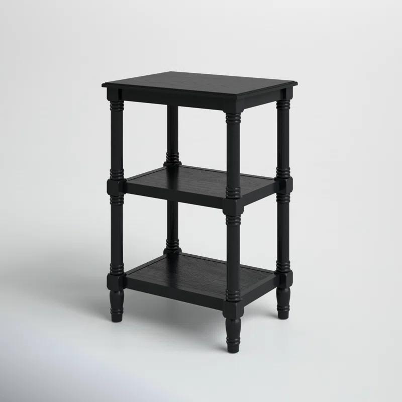 Cassie Classic Black Wood 3-Shelf End Table