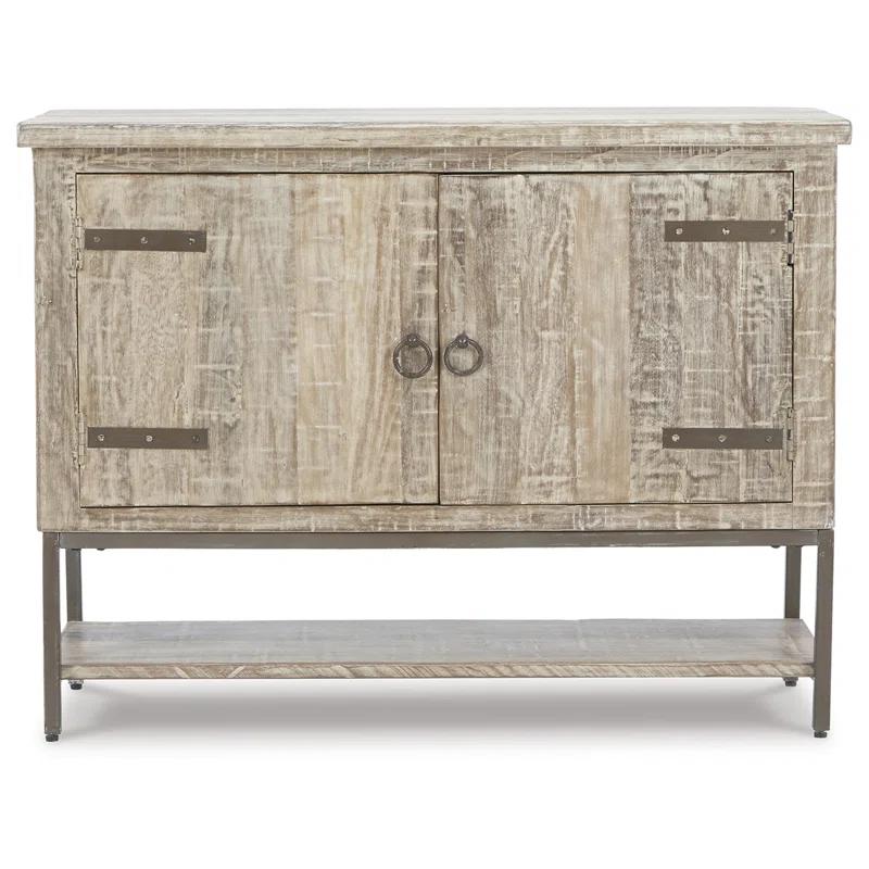 Laddford 48" Beige Solid & Reclaimed Wood Accent Cabinet with Antiqued Hardware