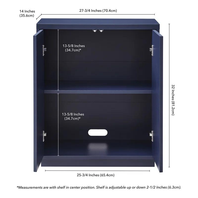 Evelyn 28" Dark Blue Adjustable Shelf Office Accent Cabinet