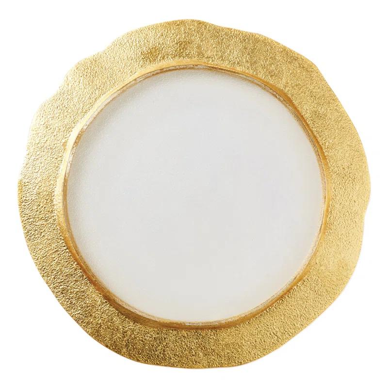 Rufolo 12.75" Gold-Rimmed Glass Charger for Elegant Tables