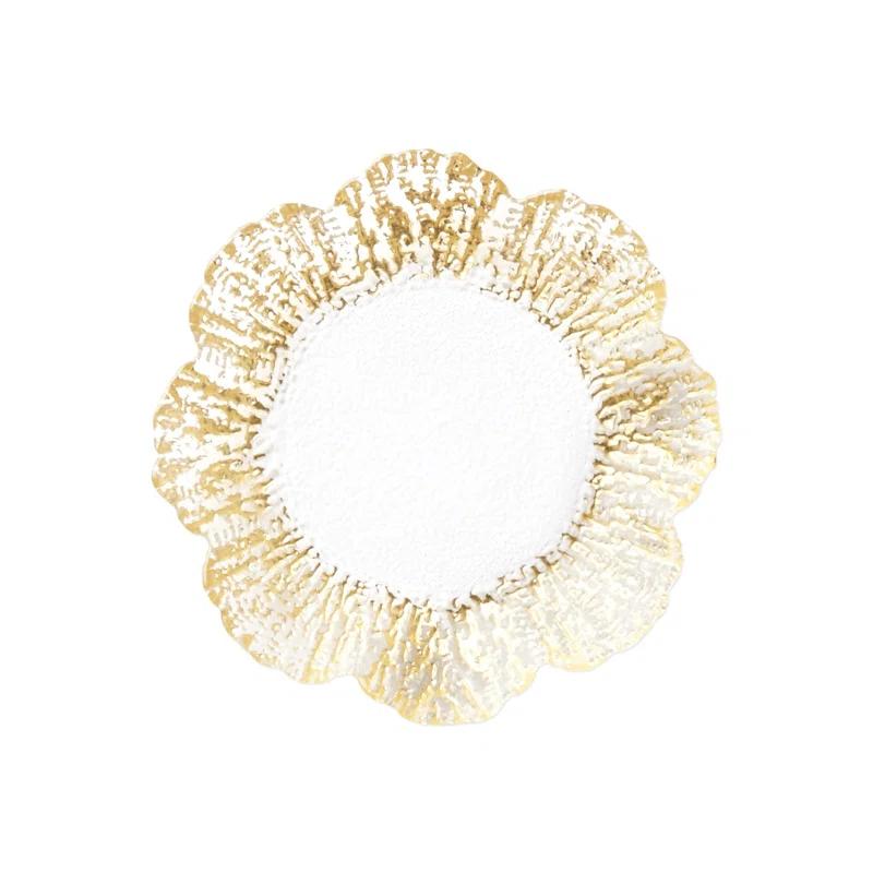 Elegant Gold-Plated Glass Canape Plate with Scallop Embellishment