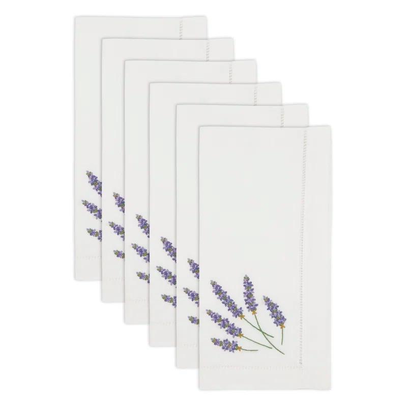 Saro The Broderie Collection 100% Cotton No Pattern Rectangle Napkin (Set of 6)