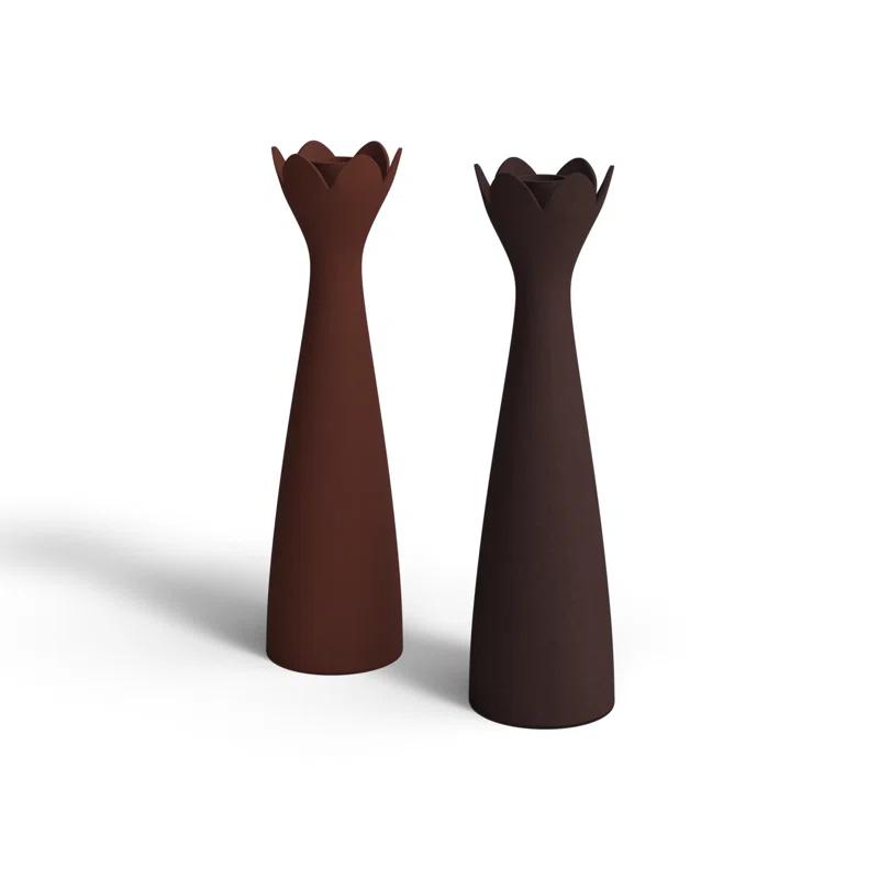 2 Piece Aluminum Tabletop Candlestick Set