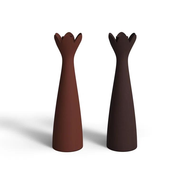 2 Piece Aluminum Tabletop Candlestick Set