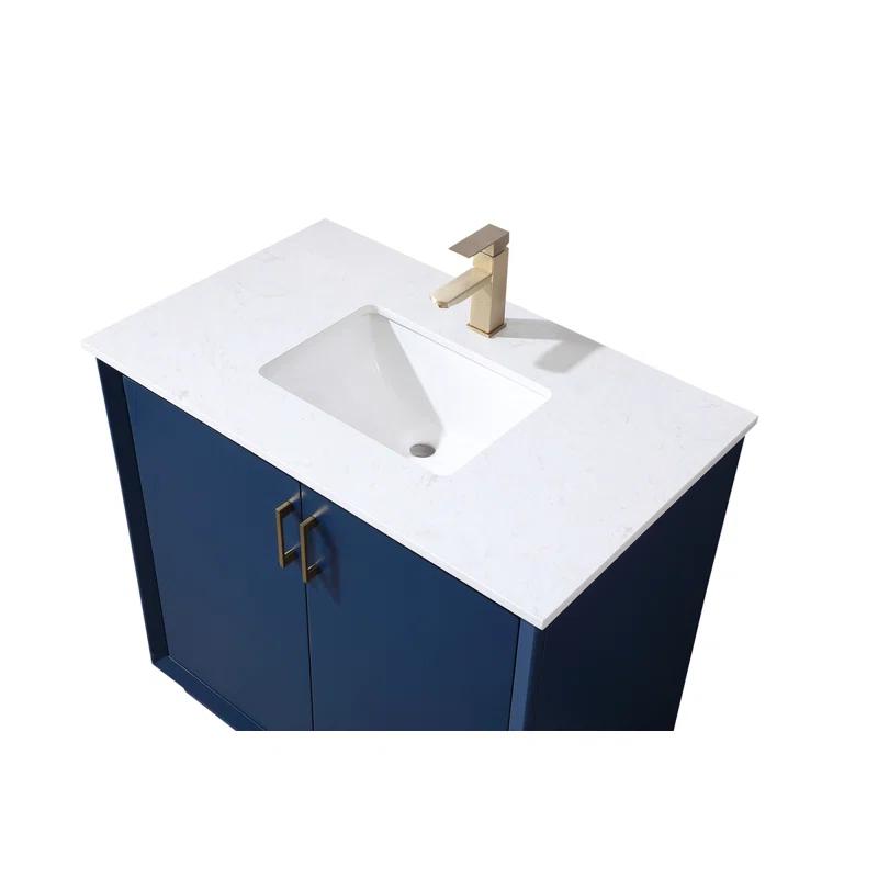 Hayes 36'' Single Bathroom Vanity with Engineered Marble Top