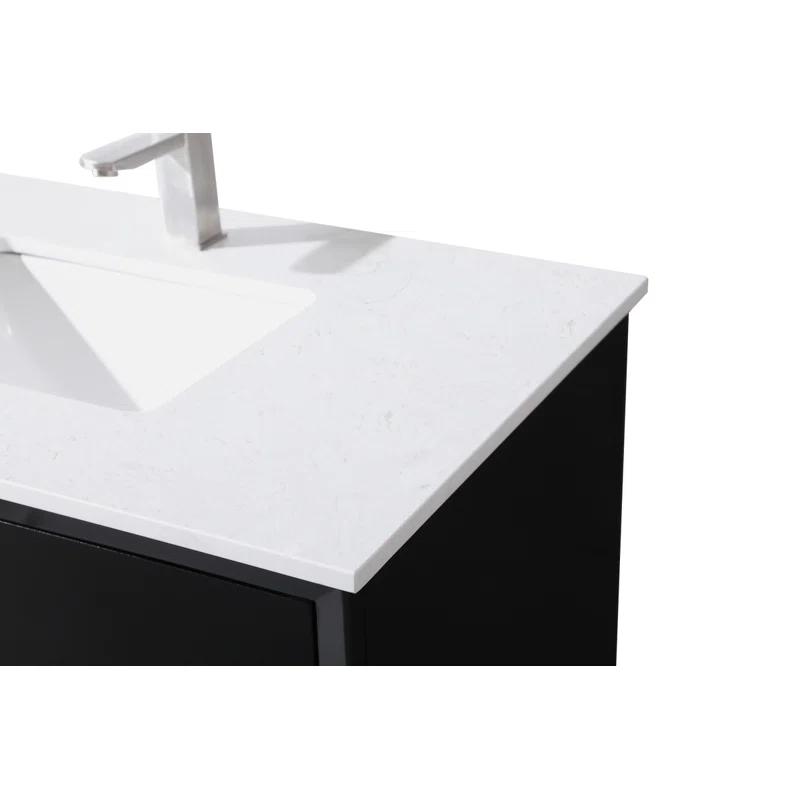 Hayes 36'' Single Bathroom Vanity with Engineered Marble Top
