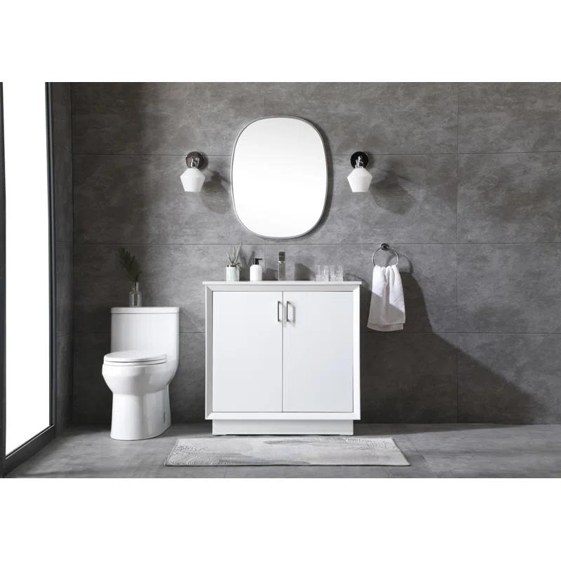 Hayes 36'' Single Bathroom Vanity with Engineered Marble Top