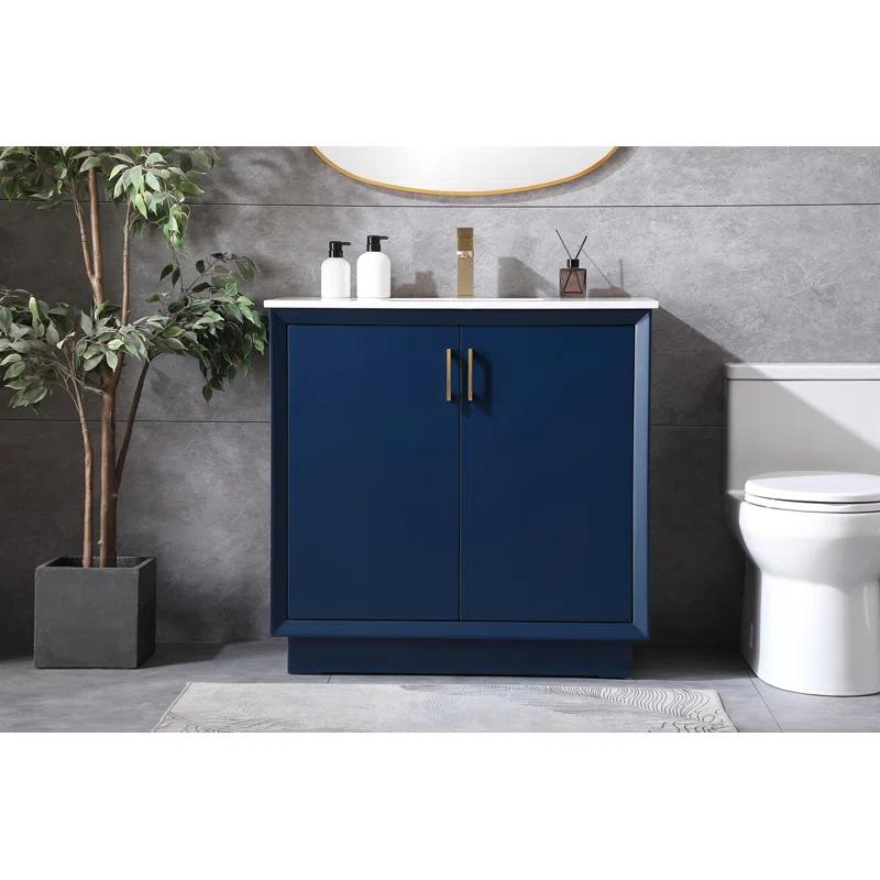 Hayes 36'' Single Bathroom Vanity with Engineered Marble Top