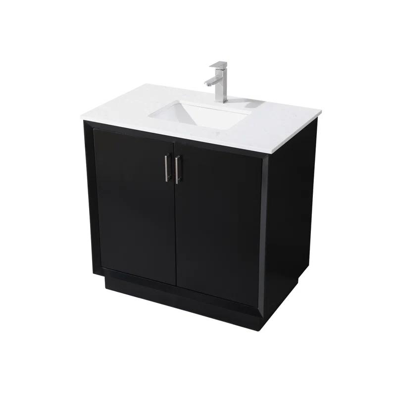 Hayes 36'' Single Bathroom Vanity with Engineered Marble Top