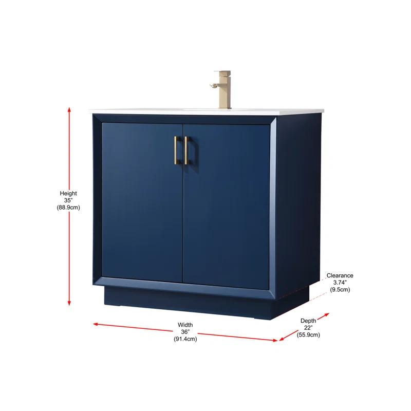 Hayes 36'' Single Bathroom Vanity with Engineered Marble Top