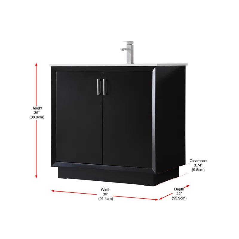 Hayes 36'' Single Bathroom Vanity with Engineered Marble Top