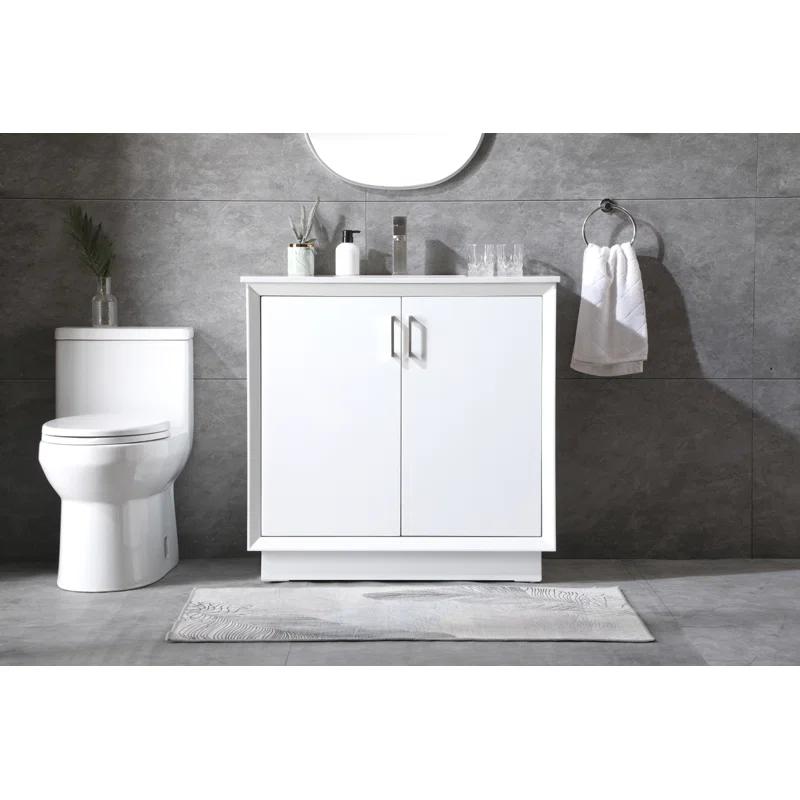 Hayes 36'' Single Bathroom Vanity with Engineered Marble Top