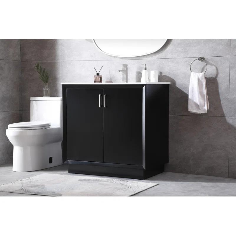 Hayes 36'' Single Bathroom Vanity with Engineered Marble Top