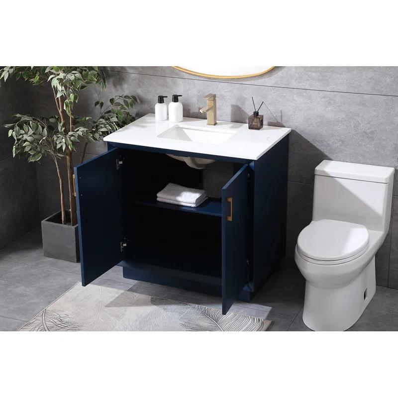 Hayes 36'' Single Bathroom Vanity with Engineered Marble Top