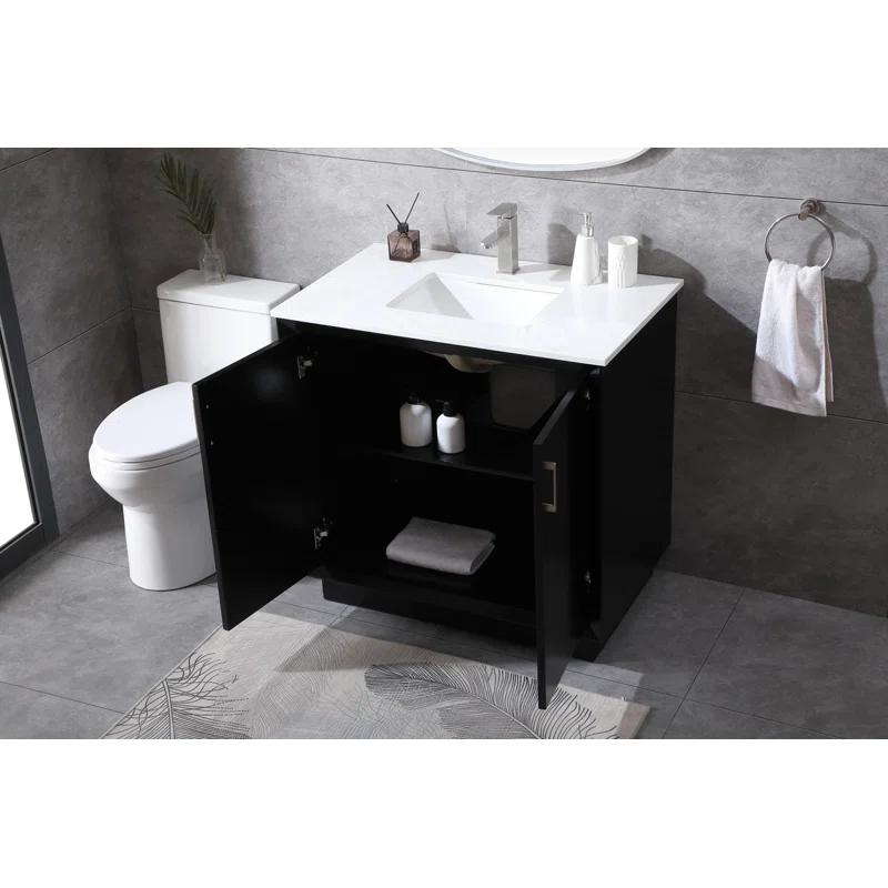 Hayes 36'' Single Bathroom Vanity with Engineered Marble Top
