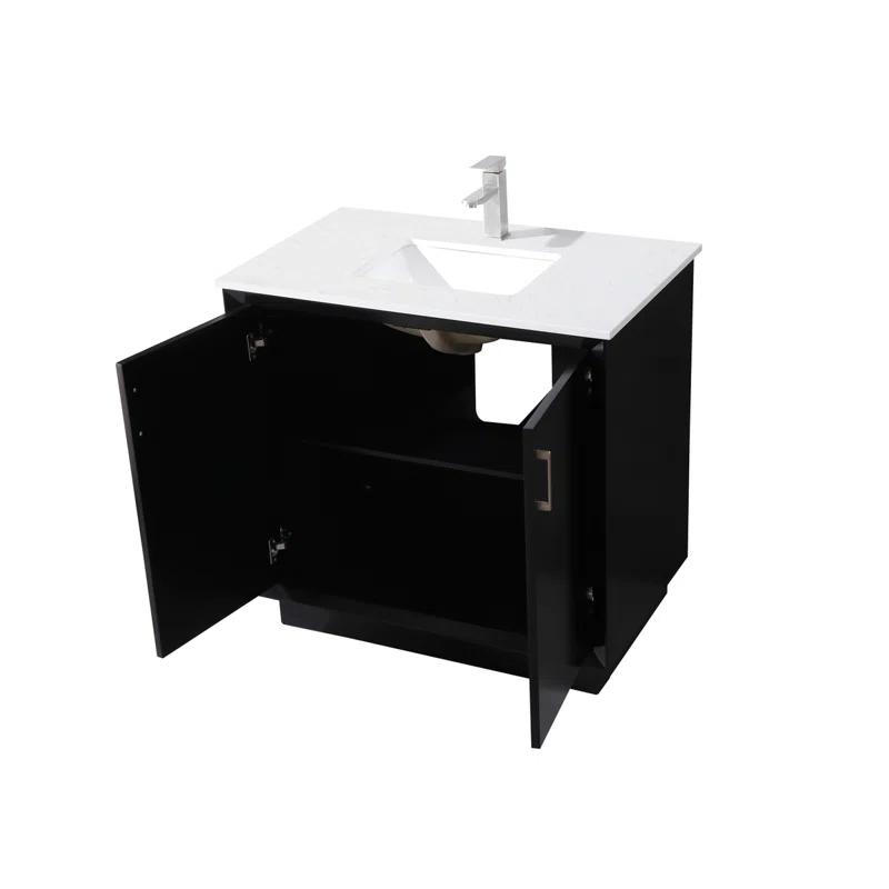 Hayes 36'' Single Bathroom Vanity with Engineered Marble Top