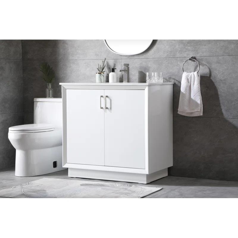 Hayes 36'' Single Bathroom Vanity with Engineered Marble Top
