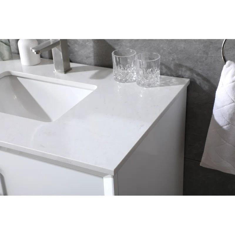 Hayes 36'' Single Bathroom Vanity with Engineered Marble Top