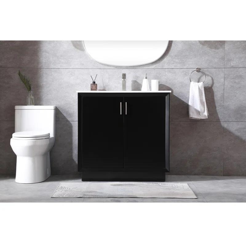 Hayes 36'' Single Bathroom Vanity with Engineered Marble Top
