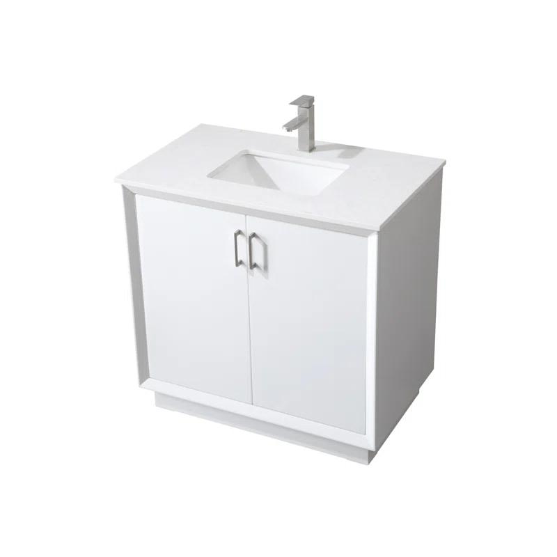 Hayes 36'' Single Bathroom Vanity with Engineered Marble Top