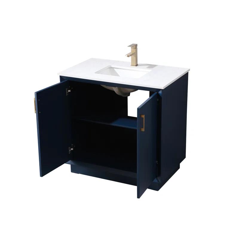 Hayes 36'' Single Bathroom Vanity with Engineered Marble Top