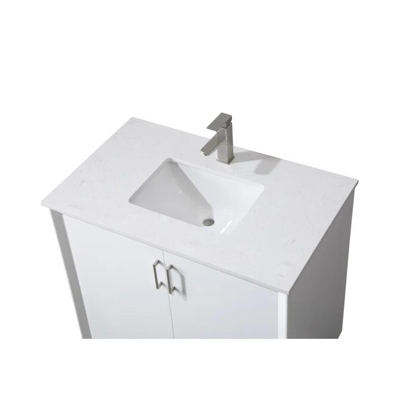 Hayes 36'' Single Bathroom Vanity with Engineered Marble Top
