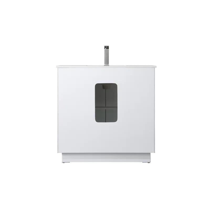 Hayes 36'' Single Bathroom Vanity with Engineered Marble Top