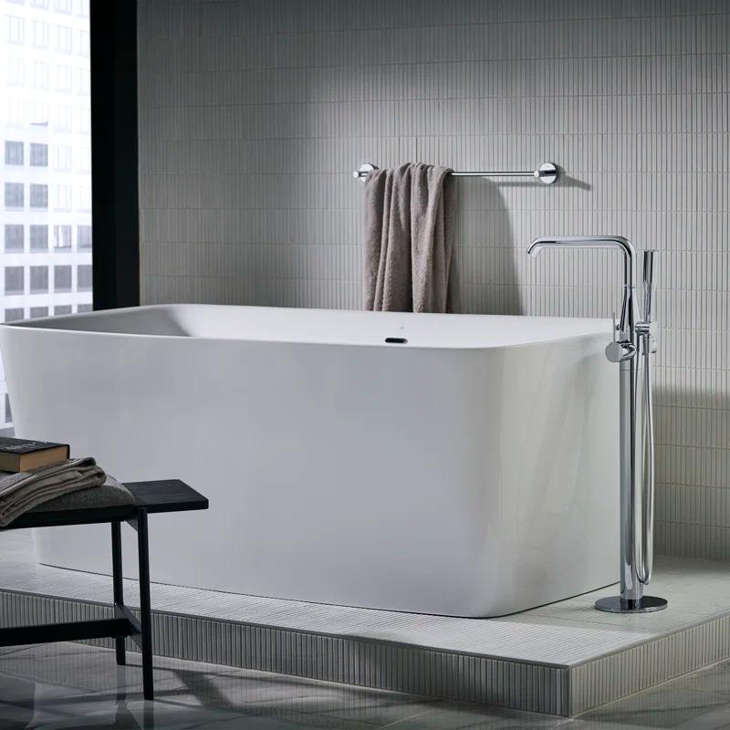 Essence Sleek Chrome 34'' Floor Mounted Tub Filler with Handshower